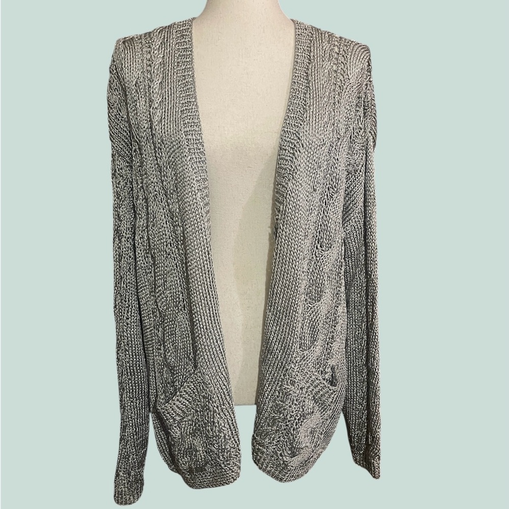 DKNY Women's Gray Open-Front Cardigan